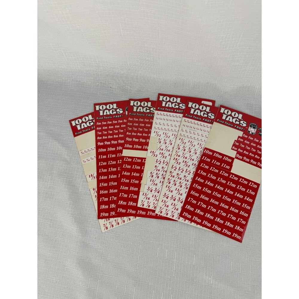 Tool Tags Lot of 6 Sheets